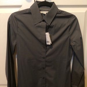 NWT Banana Republic dark gray stretch button down